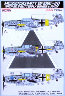Kora Model KORCSD7284 Bf 109E-1/B w/ SD 2 Butterfly bombs &amp; rack 1/72