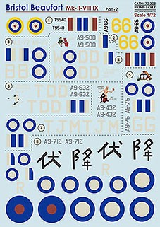 Print Scale 72-328 Bristol Beaufort Mk.II/VIII/IX (wet decals) 1/72