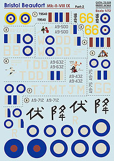 Print Scale 72-328 Bristol Beaufort Mk.II/VIII/IX (wet decals) 1/72