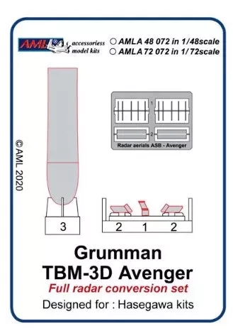 AML AMLA72072 Grumman TBM-3D Avenger w/ Full radar conv.set 1/72