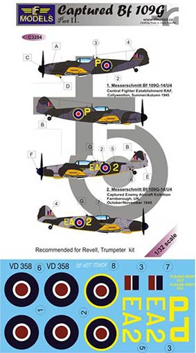 Lf Model C3284 Decals Captured Bf 109G - Part 2 1/32