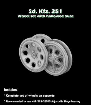 Sbs Model 3D032 Sd.Kfz.251 Wheel Set with hollowed hubs (3D) 1/35
