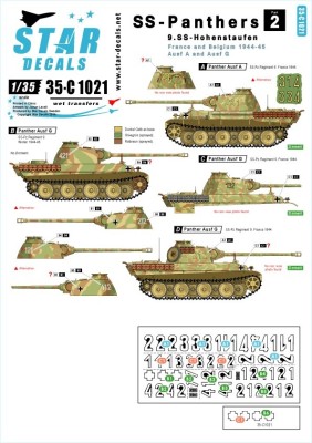 Star Decals 35-C1021 SS-Panthers # 2 - 9 SS-Hohenstaufen, France and Belgium Pz.Kpfw.V Ausf.A Panther and Ausf.G 1/35