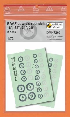 4+ Publications DMK7205 Decals RAAF Low-vis roundels (2 sets) 1/72