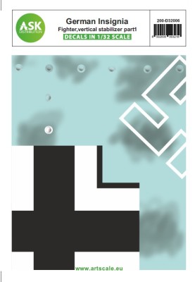 Art Scale 200-D32006 German Insignia part I - Fighter aircraft vertical stabilizer 1/32 German Insignia Fighter aircraft 1937-1945 part I - vertical stabilizer 1/32