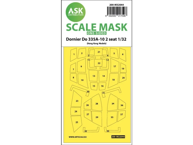 Art Scale 200-M32044 Dornier Do-335A-10 two seater canopy frame paint masks (outside only) 1/32