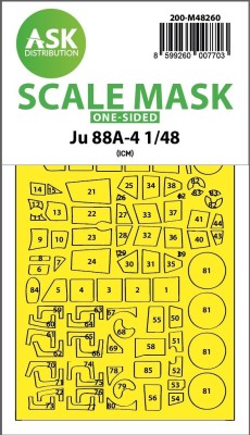 Art Scale 200-M48260 Junkers Ju-88A-4 canopy frame paint mask (outside only) 1/48