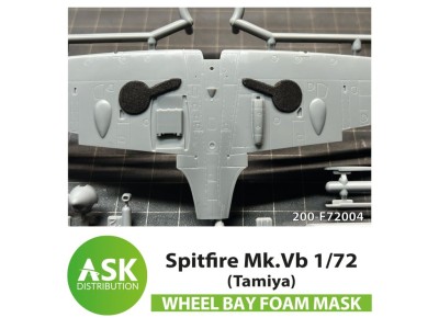Art Scale 200-F72004 Supermarine Spitfire Mk.Vb Foam flexible wheel bays mask 1/72