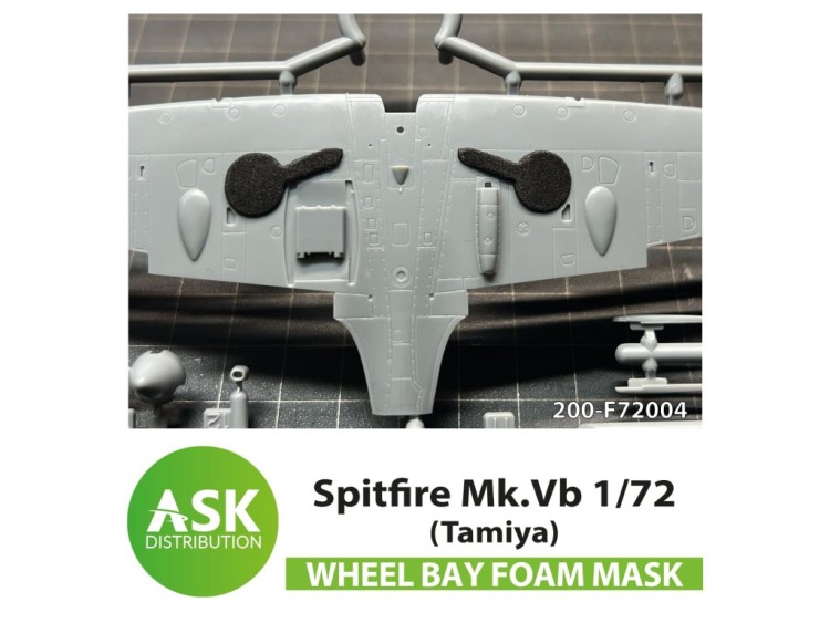 Art Scale 200-F72004 Supermarine Spitfire Mk.Vb Foam flexible wheel bays mask 1/72