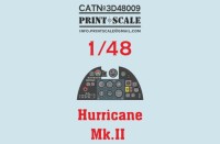 Print Scale 3D48009 Instrumental panel Hawker Hurricane MK. II 1/48