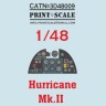 Print Scale 3D48009 Instrumental panel Hawker Hurricane MK. II 1/48