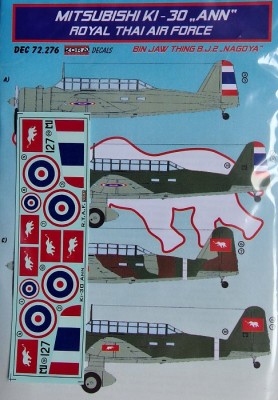Kora Model DEC72276 Mitsubishi Ki-30 ANN (Royal Thai AF) декали декали 1/72