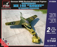Armory AR14504 Messerschmitt Me-163B Komet double kit with a bonus Scheuch Schlepper tow tractor. 1/144