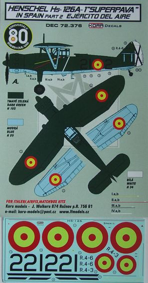 Kora Model DEC72376 Hs-126A-1 'Superpava' in Spain Vol.2 декали декали 1/72