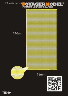Voyager Model TE019 Antiskid plate set 6 square pattern 0.95*0.60 1/35