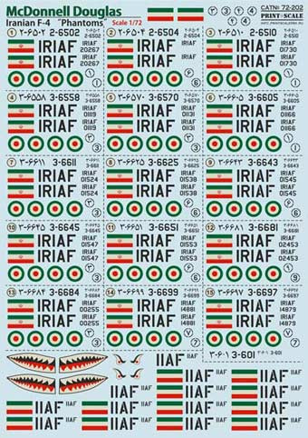 Print Scale 72-202 F-4 Phantom II Iranian Air Force Wet decal 1/72