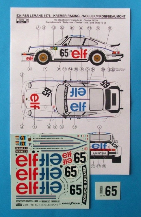 Reji Model 161D Decal Porsche 934 RSR LeMans 1976 ELF 1/24