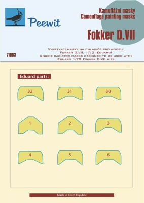Peewit PW-K71003 1/72 Engine radiator masks Fokker D.VII (EDU)
