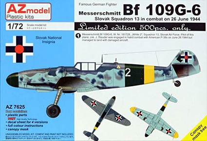 Az Model 76025 Bf 109G-6 Slovak 13th Sqn. Lim.Ed. (4x camo) 1/72
