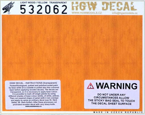 HGW 532062 Decal Light Wood/Yellow (transparent) 1/32