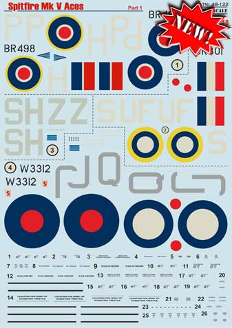 Print Scale 48-122 Spitfire Mk V Aces Part 1 1/48