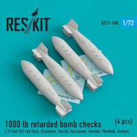 Reskit RS72-0188 1000 lb retarded bomb checks (4 pcs.) 1/72