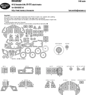 New Ware M1387 Mask HP.52 Hampden B.Mk.I BASIC (ICM) 1/48