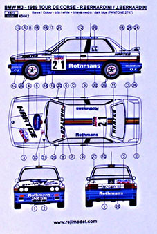Reji Model 43082 BMW M3 - 1989 Rally Tour de Corse 1/43