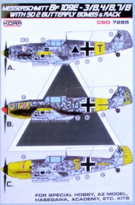 Kora Model KORCSD7285 Bf 109E-3/B,4/B,7/B w/ SD 2 Butter.bombs&amp;rack 1/72
