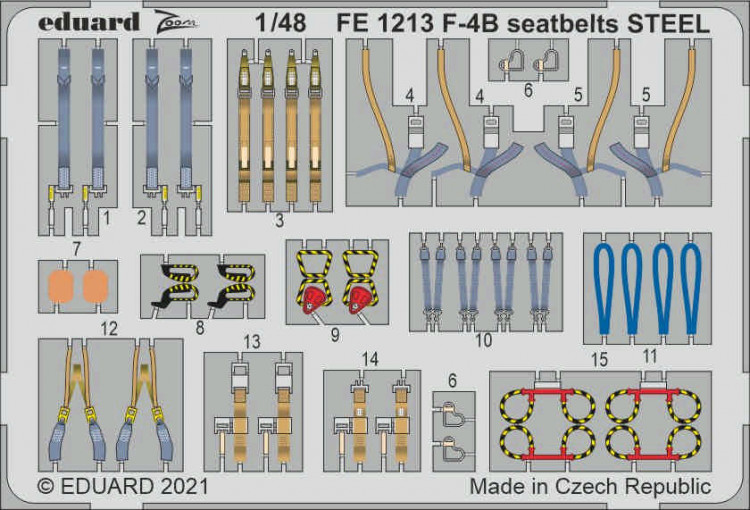 Eduard FE1213 F-4B seatbelts STEEL (TAM) 1/48