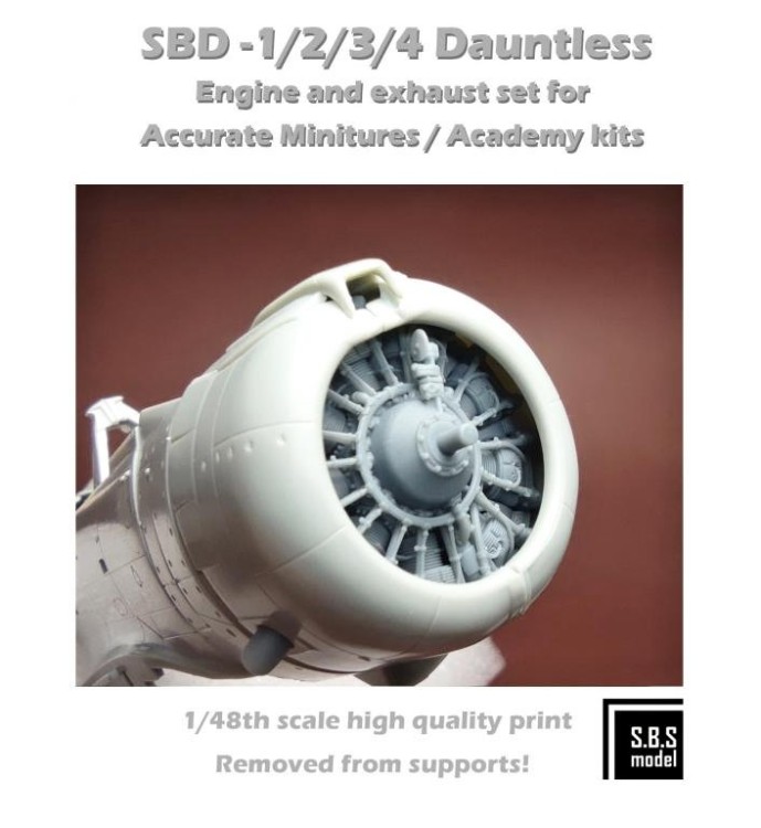 Sbs Model 48086 SBD-1/2/2/3/4 Dauntless Engine & Exhaust set 1/48