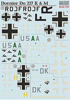 Print Scale 72-329 Dornier Do 217 K&M (wet decals) 1/72