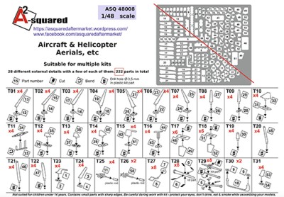 A-Squared AASQ48008 Aircraft &amp; Helicopter Aerials 1/48