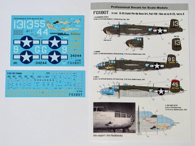 Foxbot Decals FBOT72042 North-American B-25H/J Mitchell (Late) &quot;Pin-Up Nose Art and Stencils&quot; Part # 8 1/72