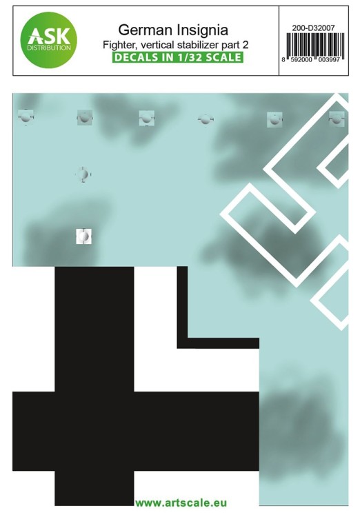 Art Scale 200-D32007 German Insignia part II - Fighter aircraft vertical stabilizer 1/32 German Insignia Fighter aircraft part II - vertical stabilizer 1/32