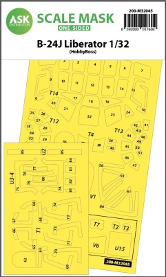 Art Scale 200-M32045 Consolidated B-24J Liberator canopy frame paint masks (outside only) 1/32