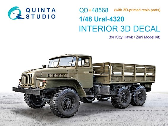 Quinta studio QD+48568 УРАЛ 4320 (KittyHawk/Zimi model) 3D Декаль интерьера кабины 1/48