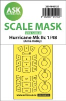 Art Scale 200-M48155 Hawker Hurricane Mk.IIc wheels and canopy frame paint mask (outside only) 1/48