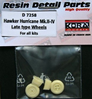 Kora Model D7258 Wheels for Hawker Hurricane Mk.II-IV (late) 1/72