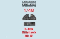 Print Scale 3D48010 Instrumental panel Curtiss P-40N Kittyhawk Mk. lV 1/48