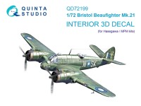 Quinta Studio QD72199 Bristol Beaufighter Mk.21 (Hasegawa/MPM) 3D Декаль интерьера кабины 1/72