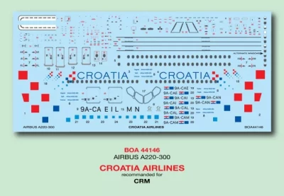 Boa Decals 44146 Decals A220-300 Croatia Airlines (CRM) 1/144