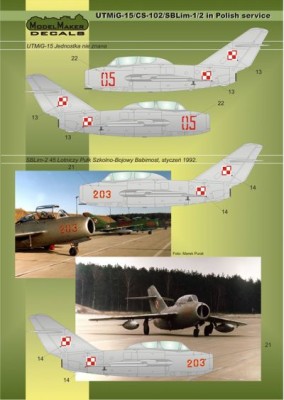 Model Maker Decals D48024 Mikoyan MiG-15UTI/CS-102/SBLim-1/2 in Polish service 1/48