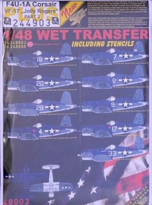 HGW 244903 Decals &amp; stencils Corsair F4U-1A VF-17 part 2 1/48