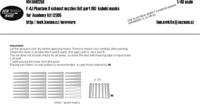 New Ware NWA-M0250 1/48 Mask F-4J Phantom II exhaust nozzles (ACAD)