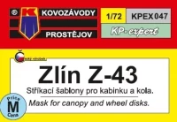 Kovozavody Prostejov EX047 Canopy mask Zl?n Z-43 1/72
