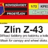 Kovozavody Prostejov EX047 Canopy mask Zl?n Z-43 1/72