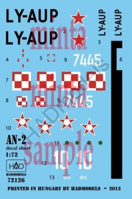 HAD 72126 Decal AN-2 Military (Russia, Poland, Hungary) 1/72