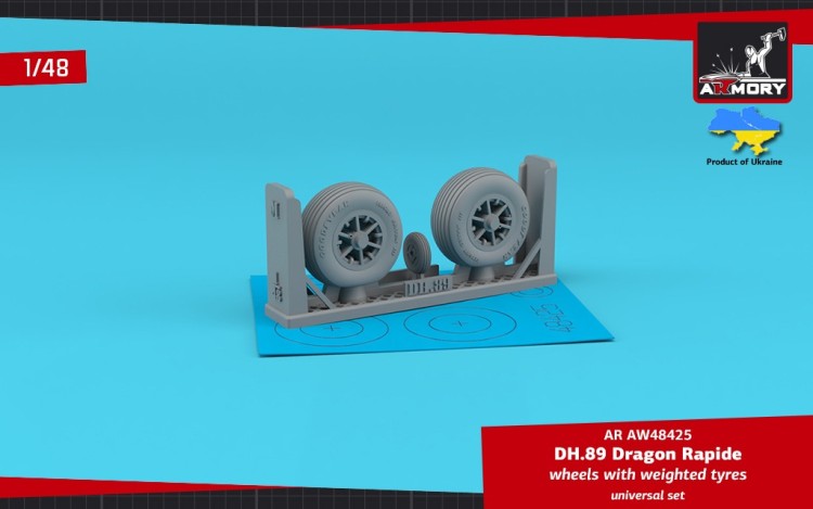 Armory ARAW48425 de Havilland DH.89A Dragon Rapide wheels with weighted tyres 1/48