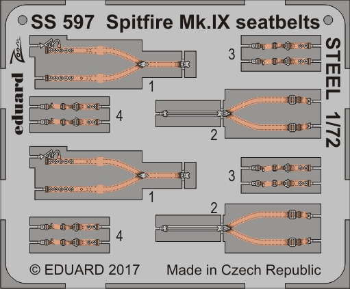 Eduard SS597 Spitfire Mk.IX seatbelts STEEL 1/72